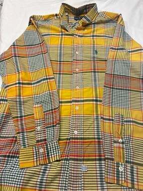 Vintage Polo Ralph Lauren Hand Woven Madras Plaid Button Down Shirt XL